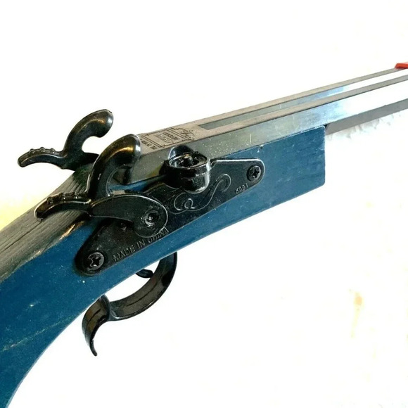 NEW Colonial Classic Double Percussion Wooden Toy Cap Firing Pistol Blue - Picture 2 of 7